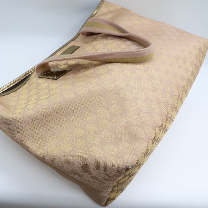 Gucci GG Monogram Sherry Pink Canvas Tote Handbag - Lux Central