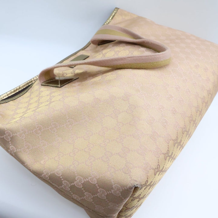 Gucci GG Monogram Sherry Pink Canvas Tote Handbag - Lux Central