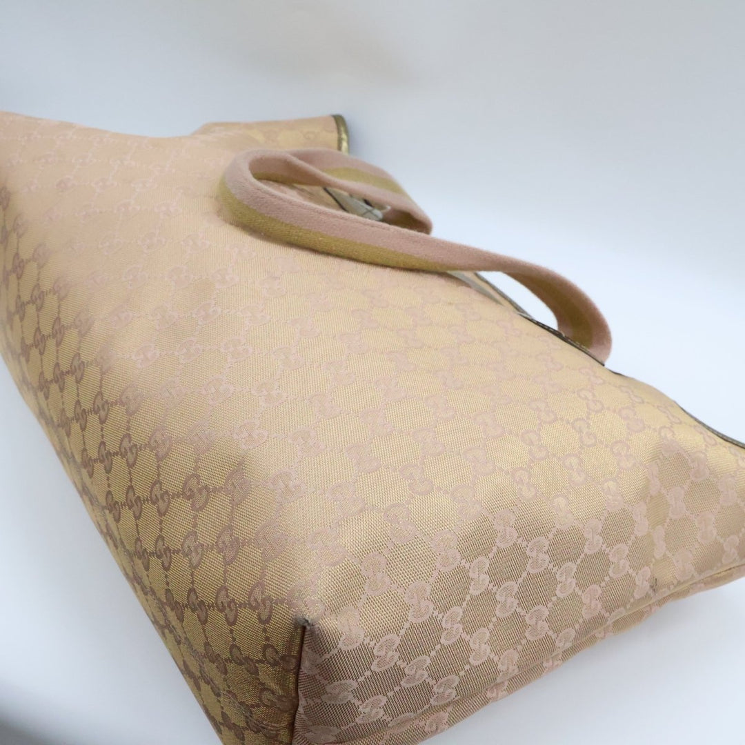 Gucci GG Monogram Sherry Pink Canvas Tote Handbag - Lux Central
