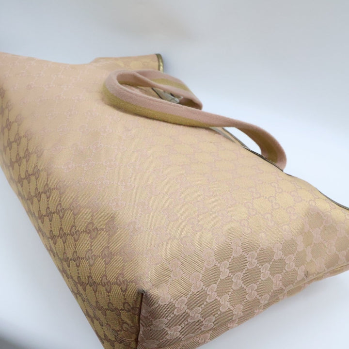 Gucci GG Monogram Sherry Pink Canvas Tote Handbag - Lux Central