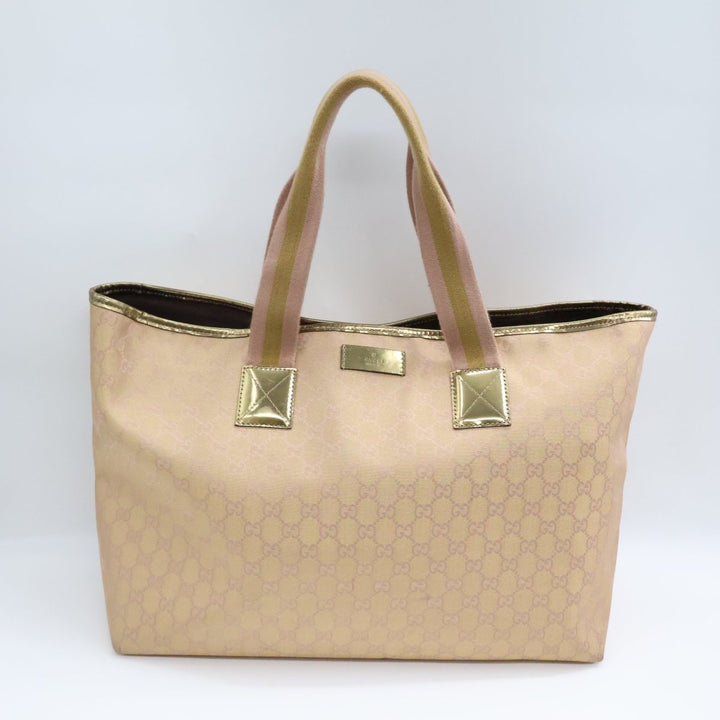 Gucci GG Monogram Sherry Pink Canvas Tote Handbag - Lux Central