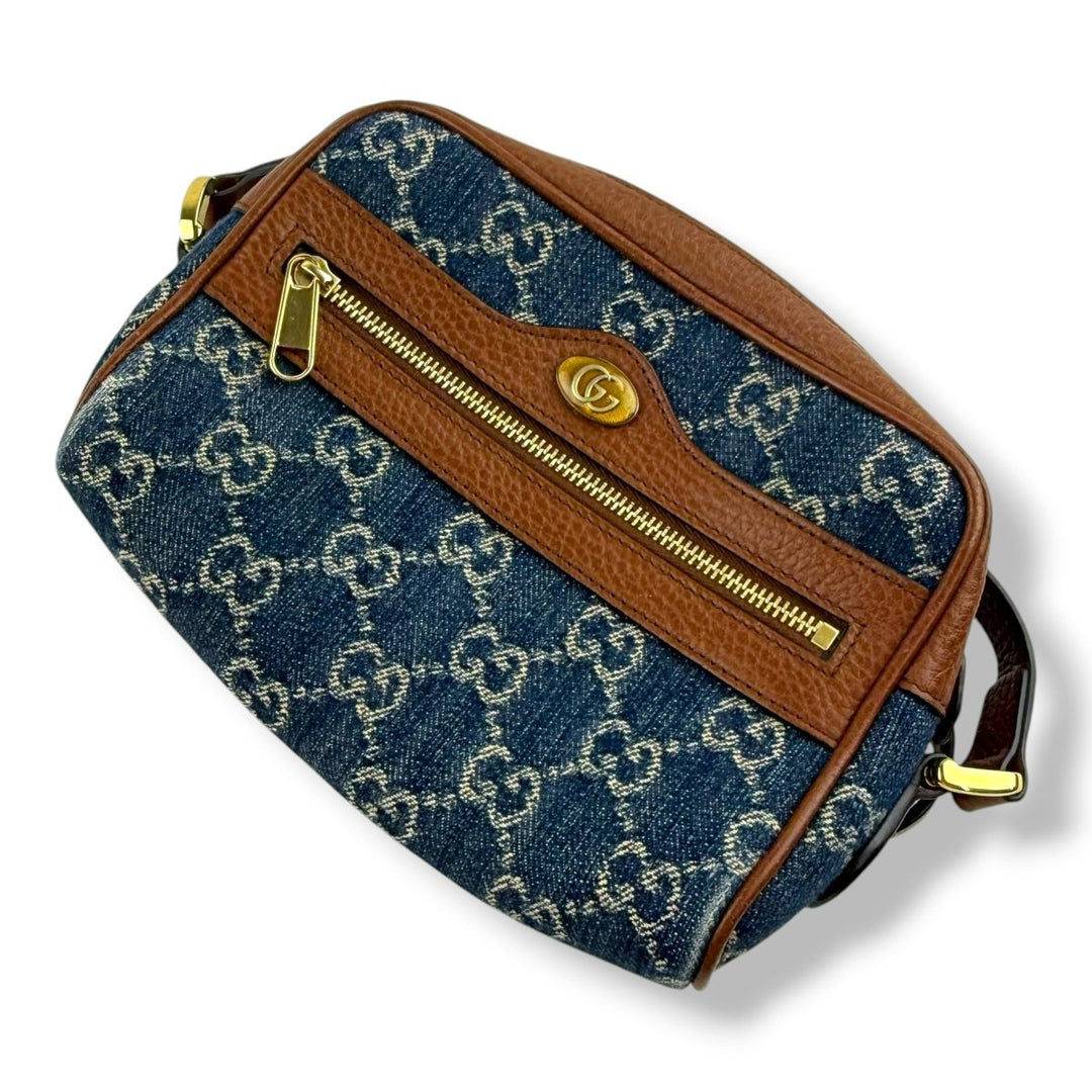 Gucci GG Ophidia Denim Leather Crossbody Bag - Lux Central