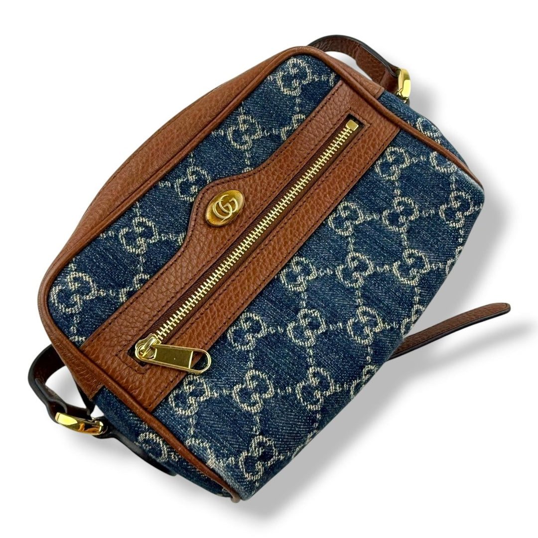 Gucci GG Ophidia Denim Leather Crossbody Bag - Lux Central