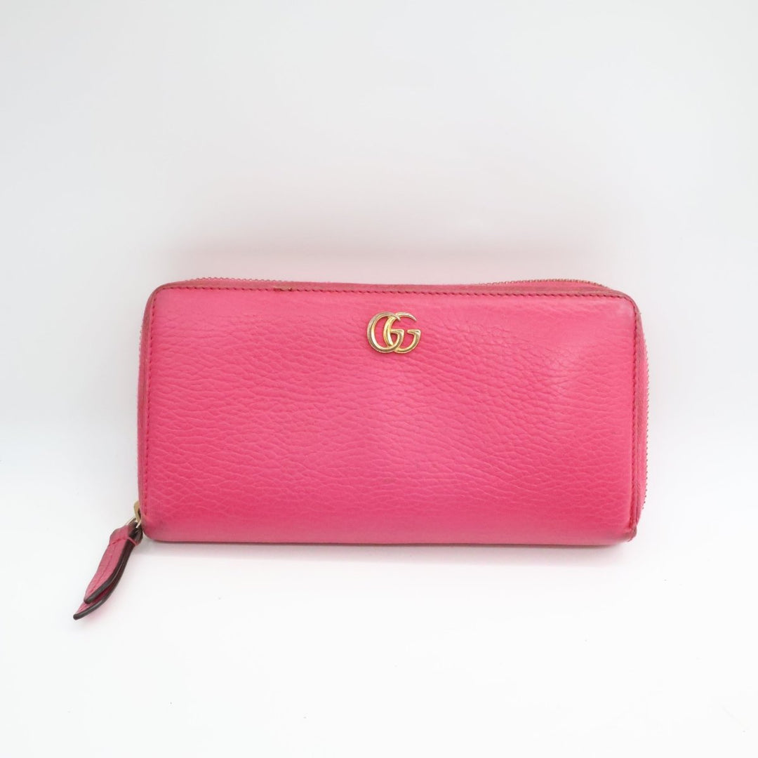 Gucci GG Pink Marmont Zip Around Wallet - Lux Central
