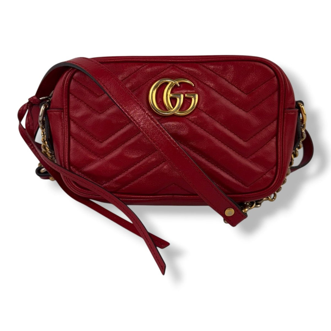 Gucci GG Red Mini Marmont Leather Handbag - Lux Central