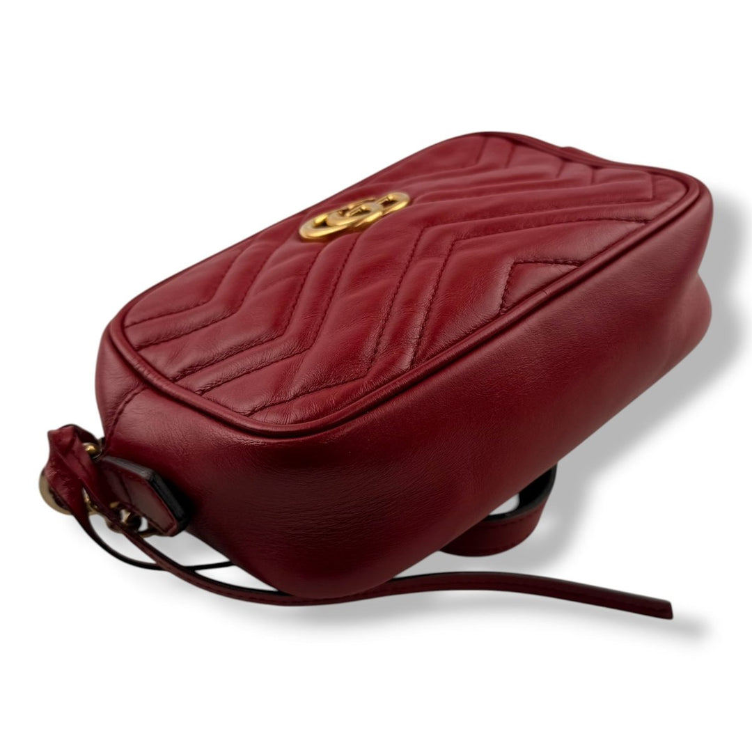 Gucci GG Red Mini Marmont Leather Handbag - Lux Central