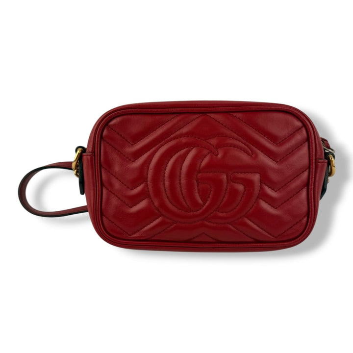 Gucci GG Red Mini Marmont Leather Handbag - Lux Central