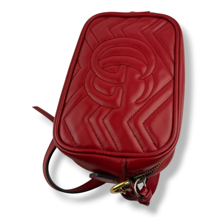 Gucci GG Red Mini Marmont Leather Handbag - Lux Central