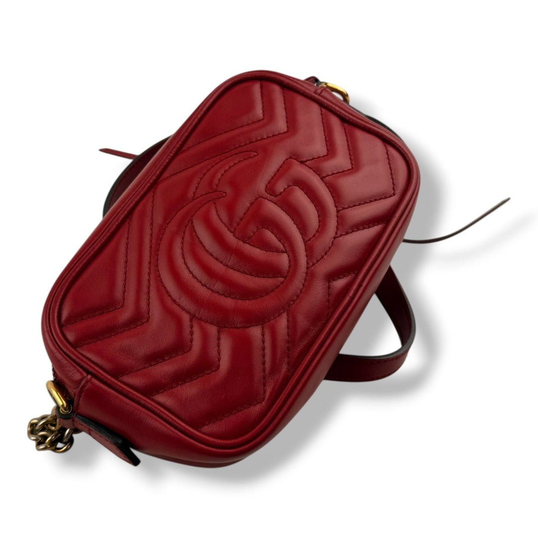 Gucci GG Red Mini Marmont Leather Handbag - Lux Central