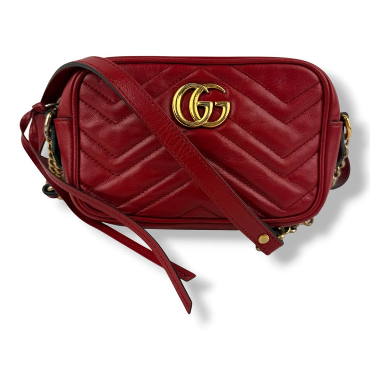 Gucci GG Red Mini Marmont Leather Handbag - Lux Central