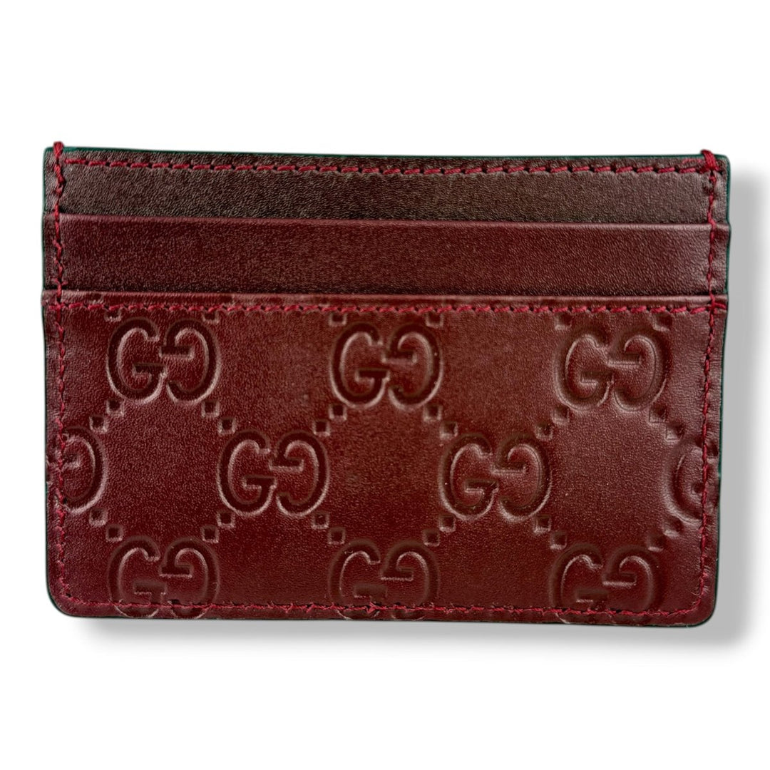 Gucci GG Red Monogram Leather Cardholder - Lux Central