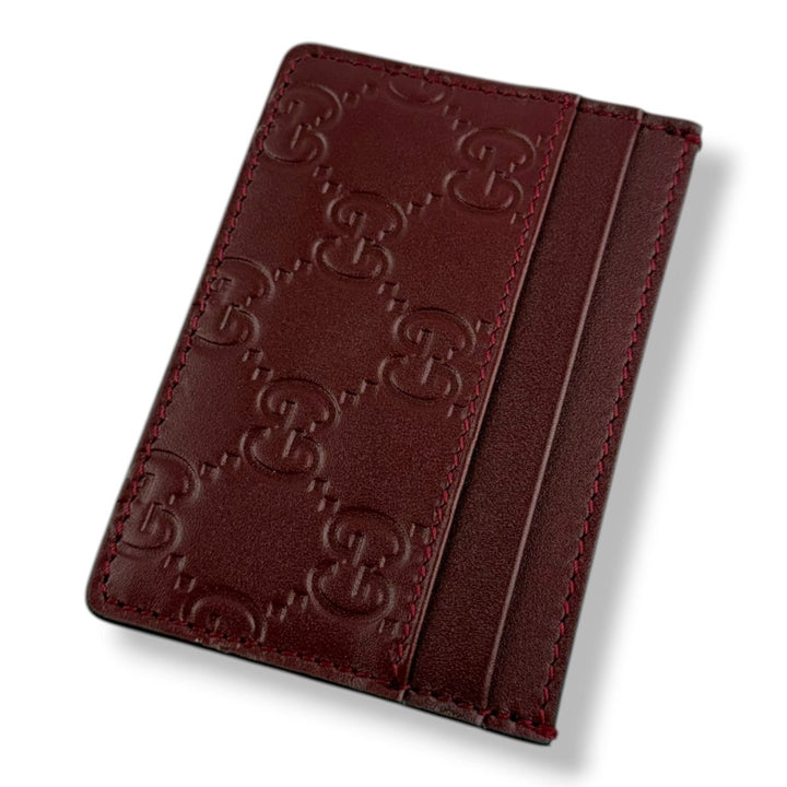 Gucci GG Red Monogram Leather Cardholder - Lux Central