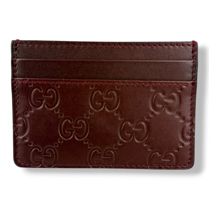 Gucci GG Red Monogram Leather Cardholder - Lux Central