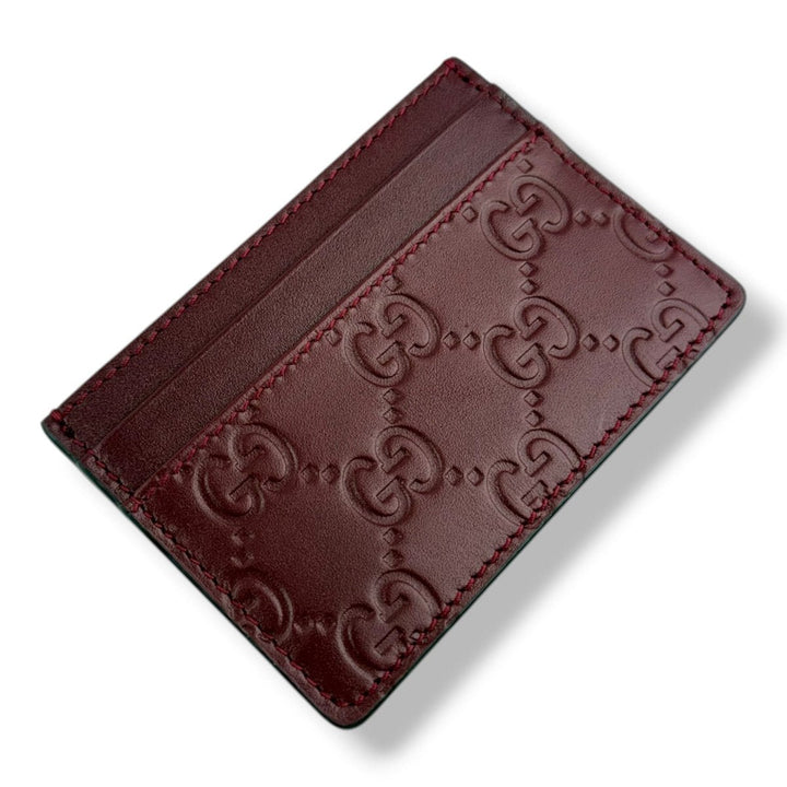 Gucci GG Red Monogram Leather Cardholder - Lux Central