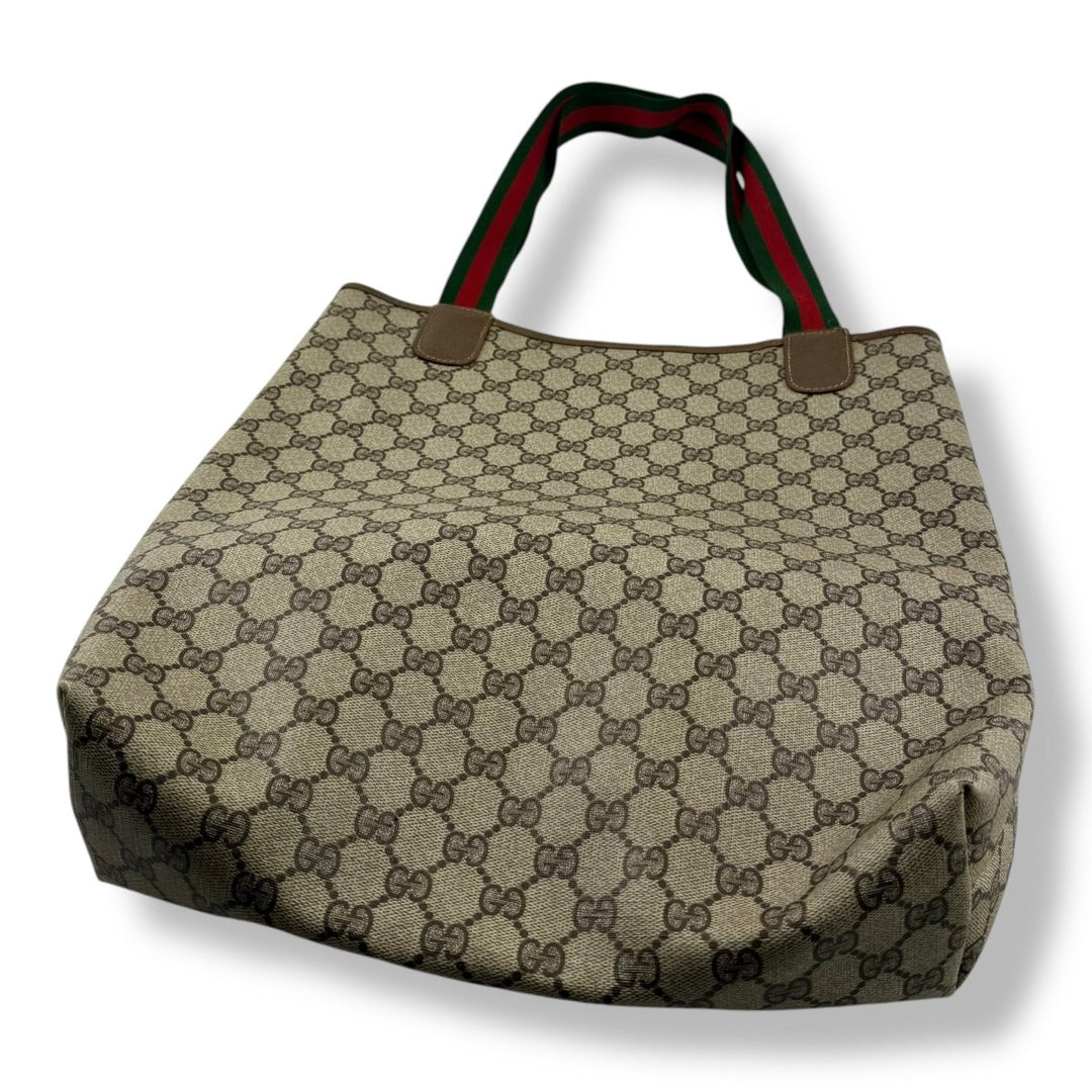 Gucci GG Sherry Line Monogram Beige Tote Handbag - Lux Central