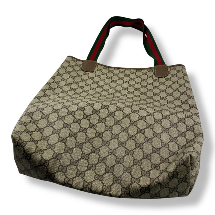 Gucci GG Sherry Line Monogram Beige Tote Handbag - Lux Central