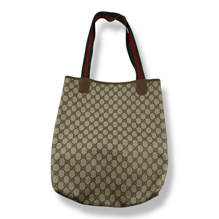 Gucci GG Sherry Line Monogram Beige Tote Handbag - Lux Central