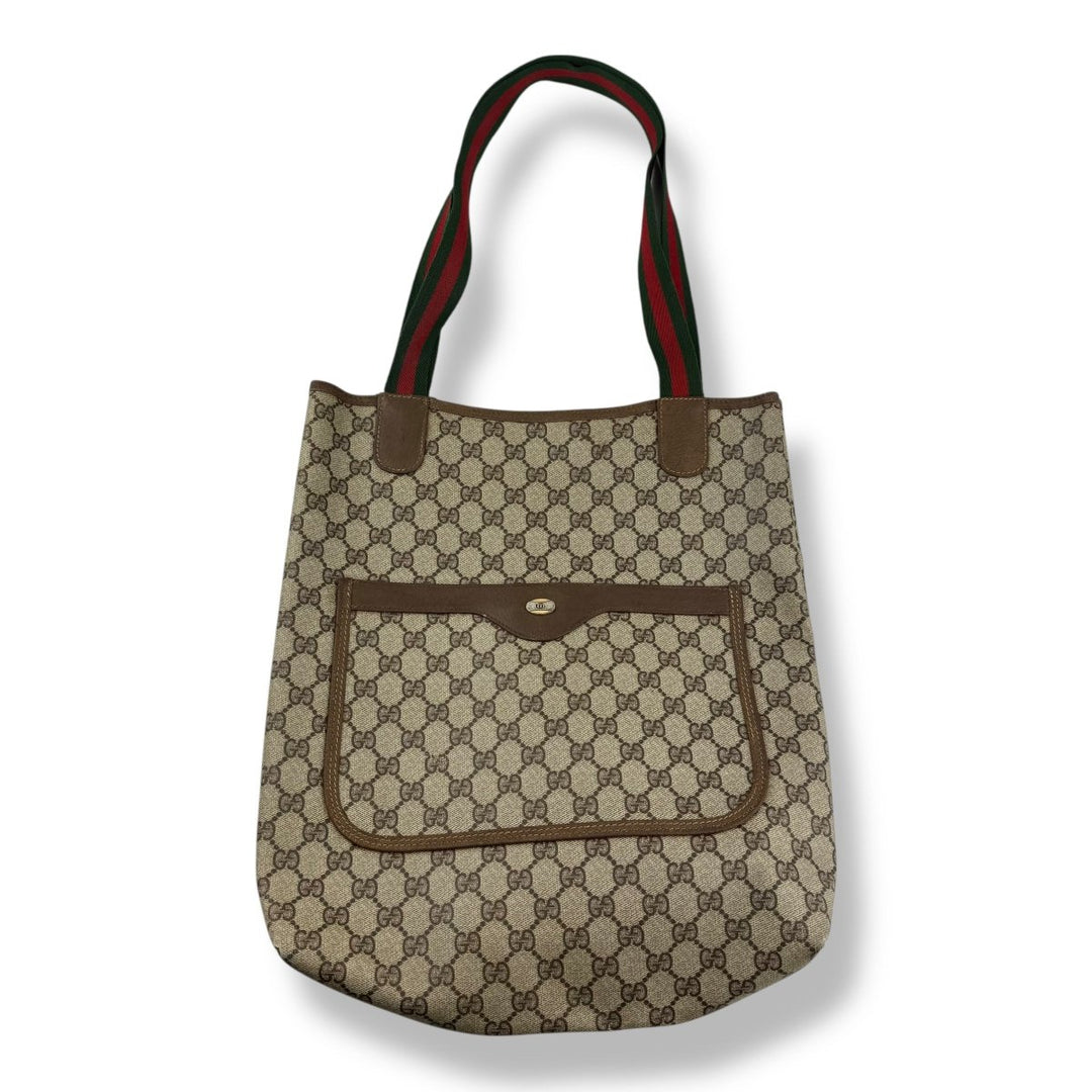 Gucci GG Sherry Line Monogram Beige Tote Handbag - Lux Central