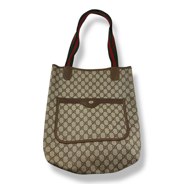 Gucci GG Sherry Line Monogram Beige Tote Handbag - Lux Central
