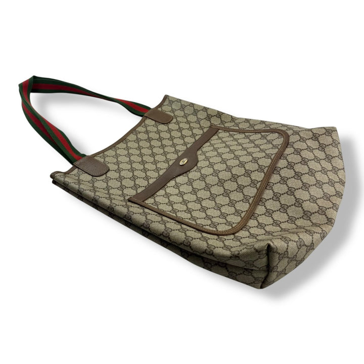 Gucci GG Sherry Line Monogram Beige Tote Handbag - Lux Central