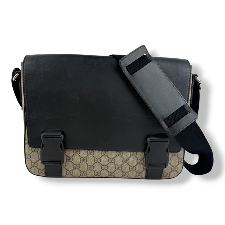 Gucci GG Supreme Beige Buckle Messenger Bag - Lux Central