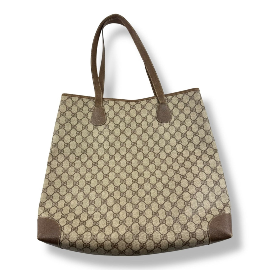 Gucci GG Supreme Beige Green Red Web Sherry Line Tote Handbag - Lux Central