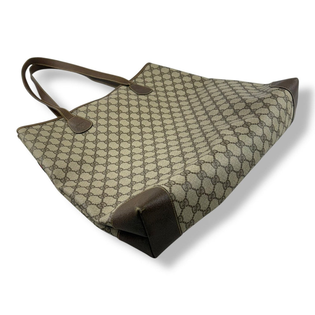 Gucci GG Supreme Beige Green Red Web Sherry Line Tote Handbag - Lux Central