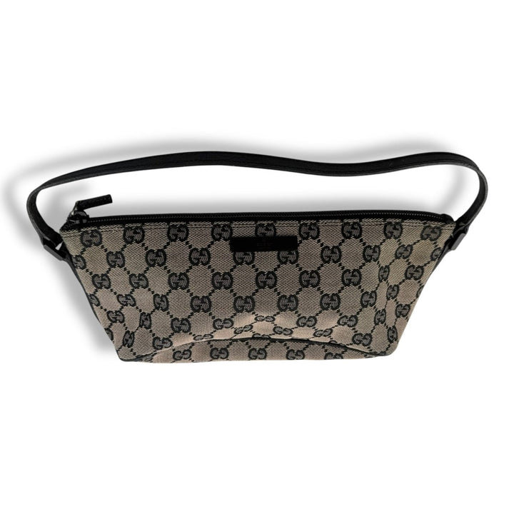 Gucci GG Supreme Beige/Black Boat Mini Pochette Handbag - Lux Central