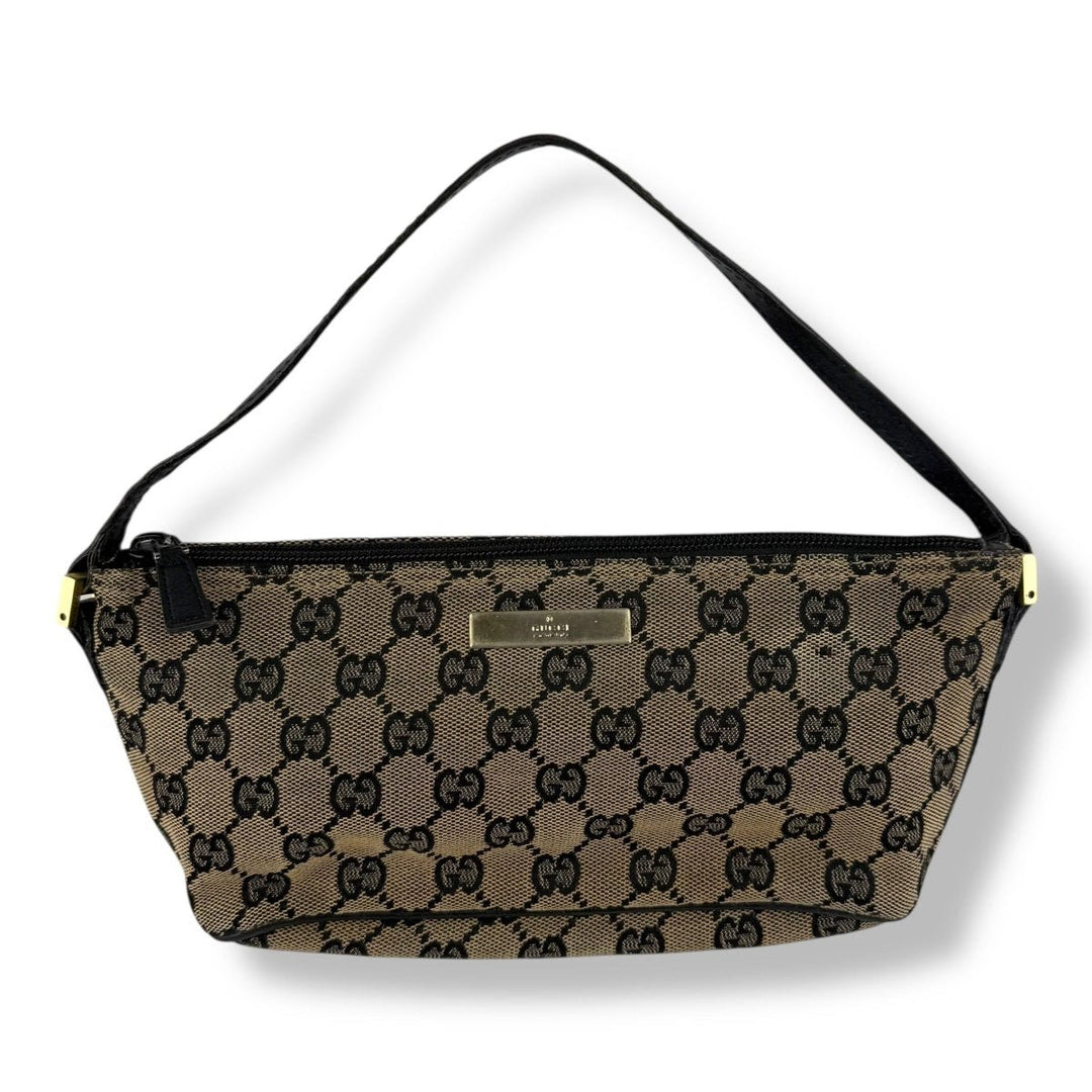Gucci GG Supreme Beige/Black Boat Pochette Handbag - Lux Central