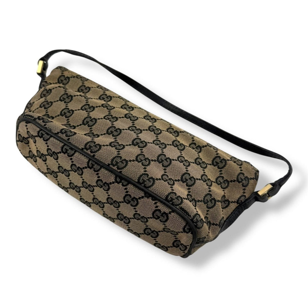 Gucci GG Supreme Beige/Black Boat Pochette Handbag - Lux Central