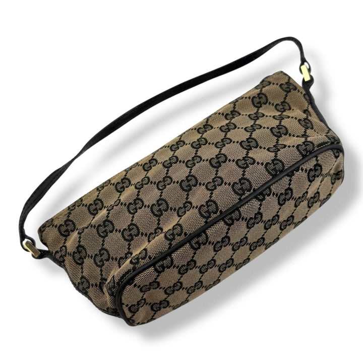 Gucci GG Supreme Beige/Black Boat Pochette Handbag - Lux Central