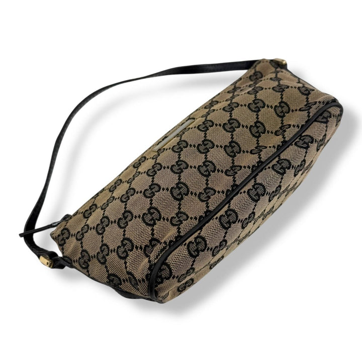 Gucci GG Supreme Beige/Black Boat Pochette Handbag - Lux Central