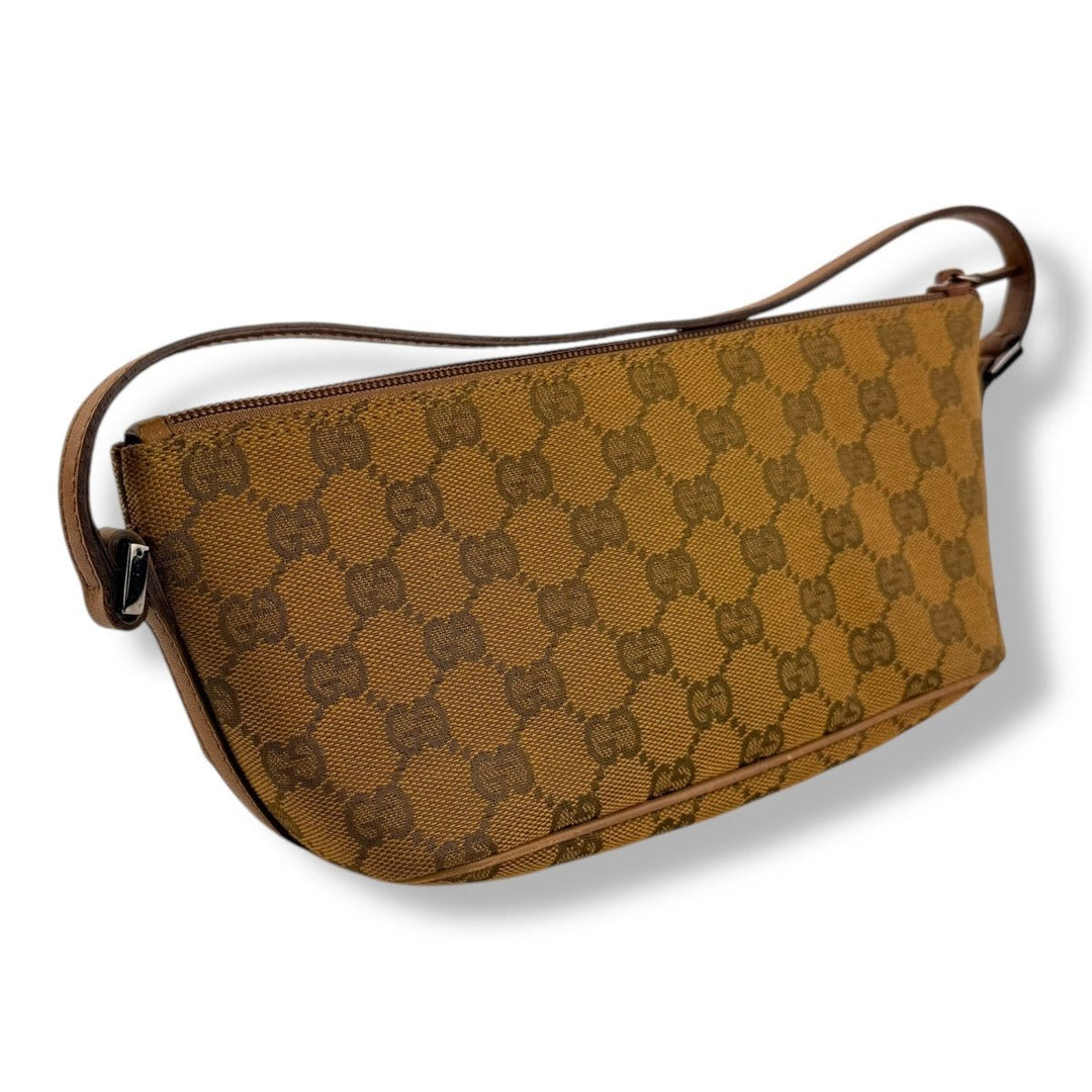 Gucci GG Supreme Beige/Brown Boat Pochette Handbag - Lux Central