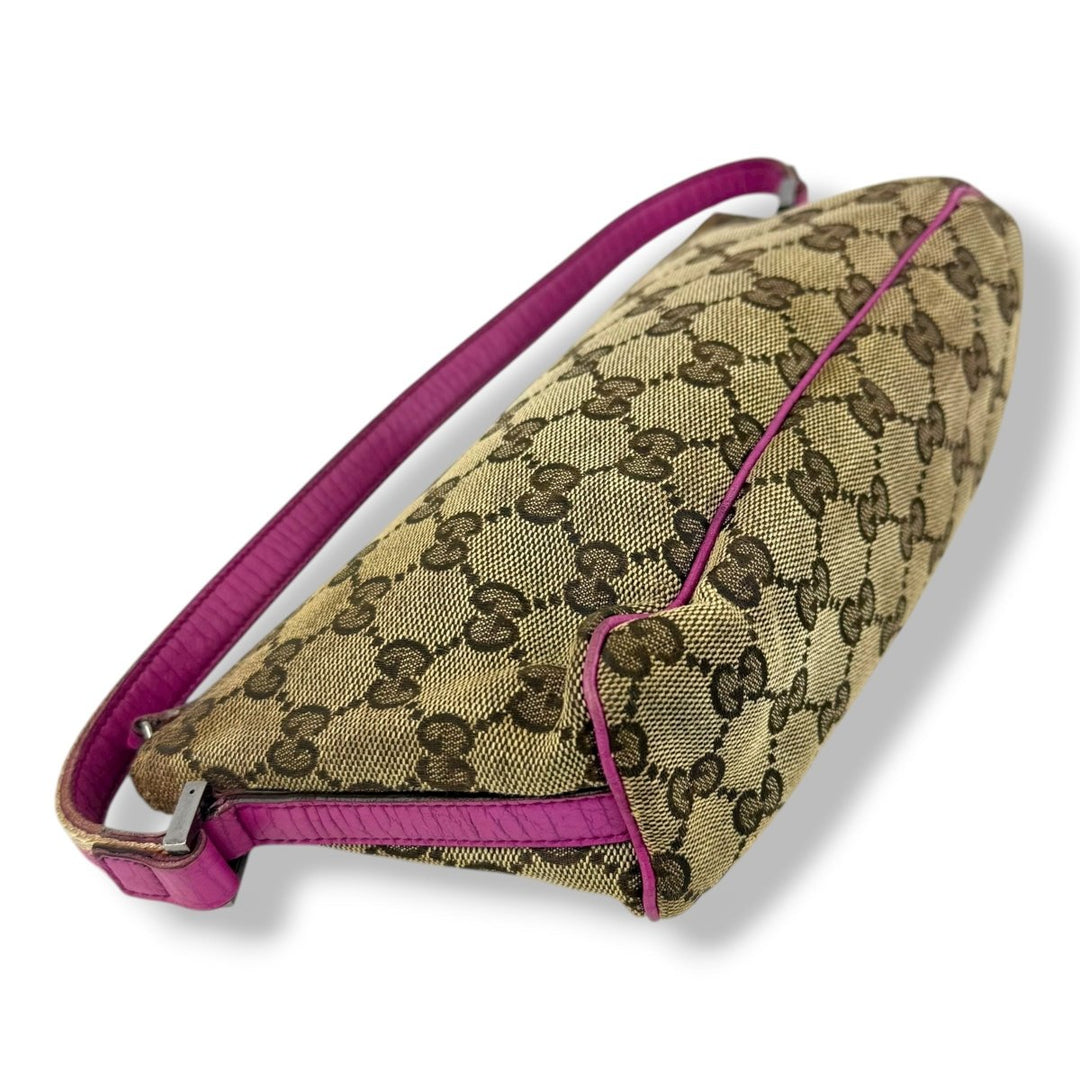 Gucci GG Supreme Beige/Pink Mini Boat Pochette Handbag - Lux Central