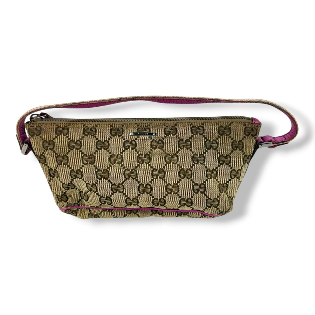 Gucci GG Supreme Beige/Pink Mini Boat Pochette Handbag - Lux Central
