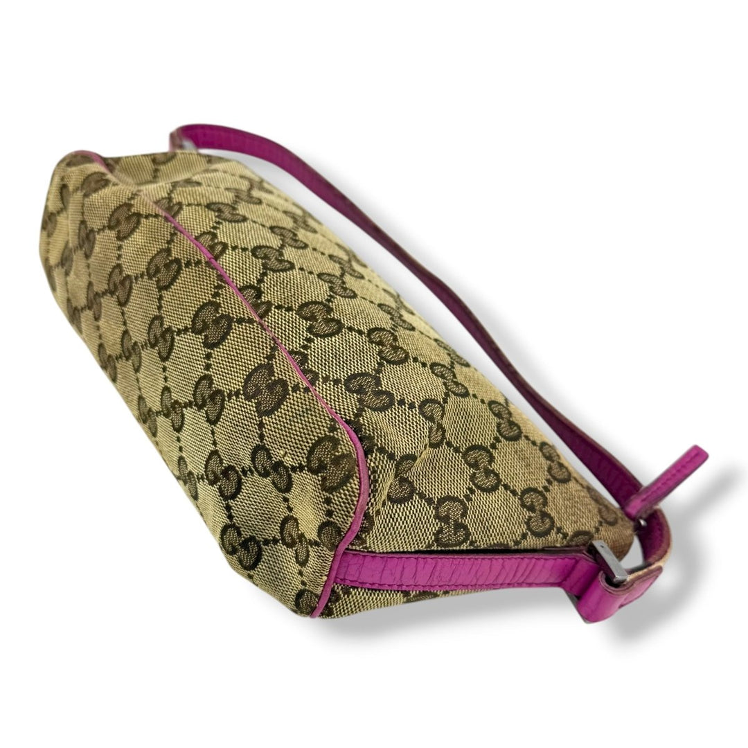 Gucci GG Supreme Beige/Pink Mini Boat Pochette Handbag - Lux Central