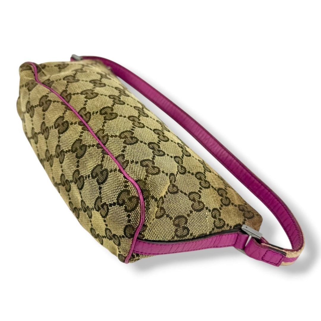 Gucci GG Supreme Beige/Pink Mini Boat Pochette Handbag - Lux Central