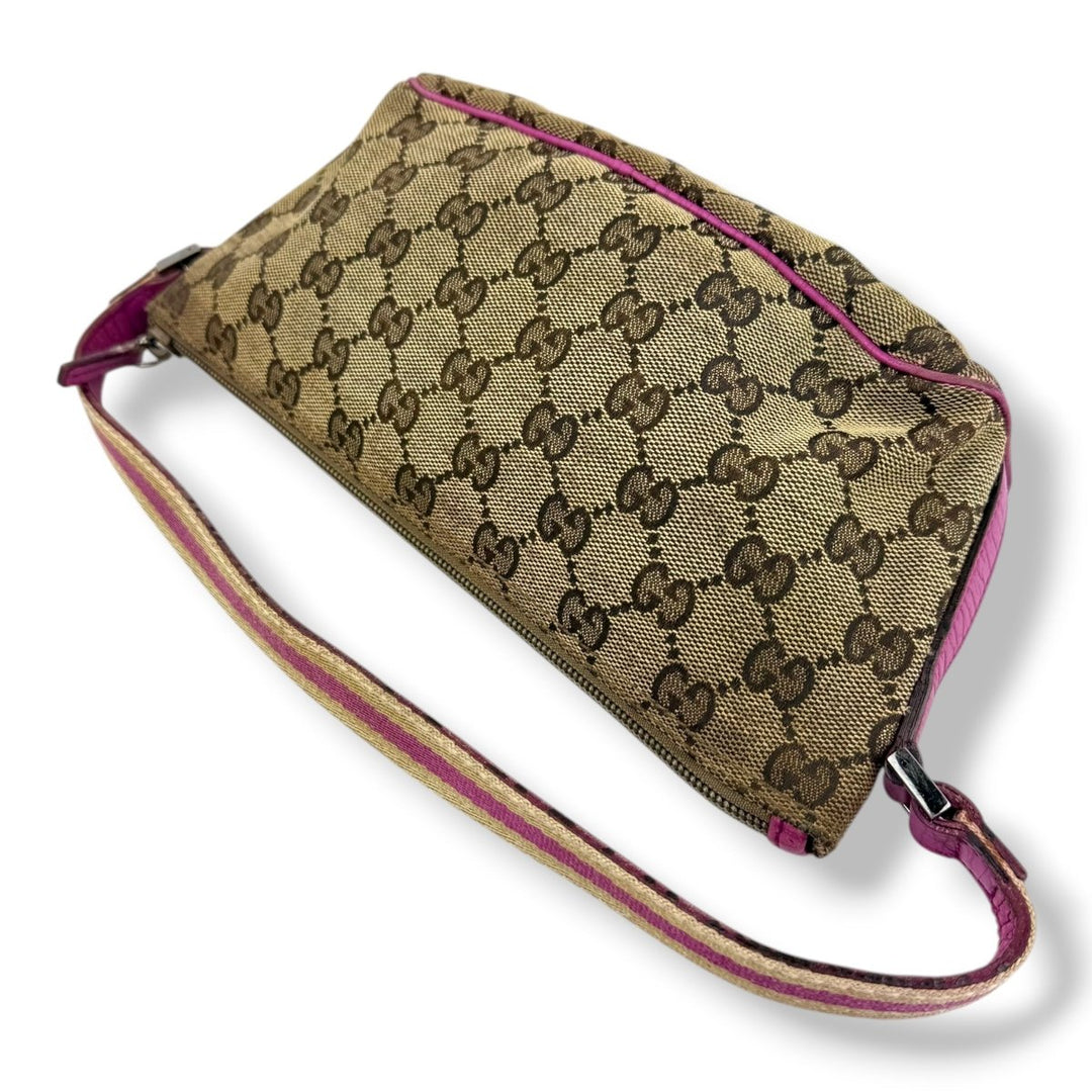 Gucci GG Supreme Beige/Pink Mini Boat Pochette Handbag - Lux Central