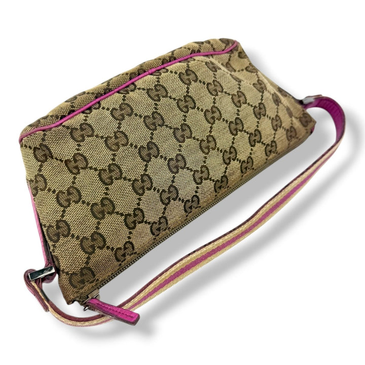 Gucci GG Supreme Beige/Pink Mini Boat Pochette Handbag - Lux Central