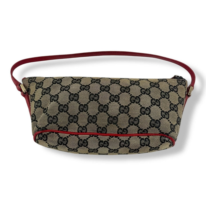 Gucci GG Supreme Beige/Red Boat Mini Pochette Handbag - Lux Central