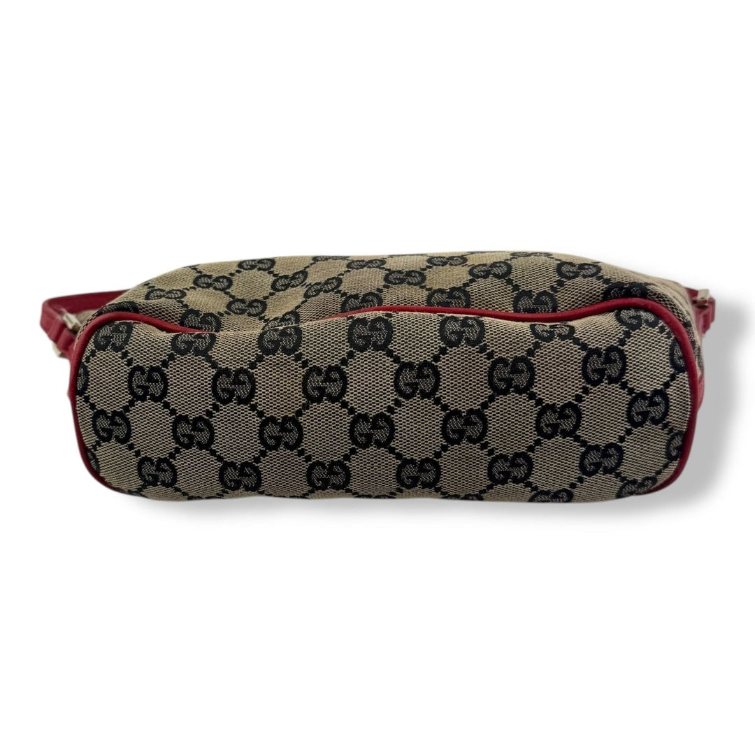 Gucci GG Supreme Beige/Red Boat Mini Pochette Handbag - Lux Central