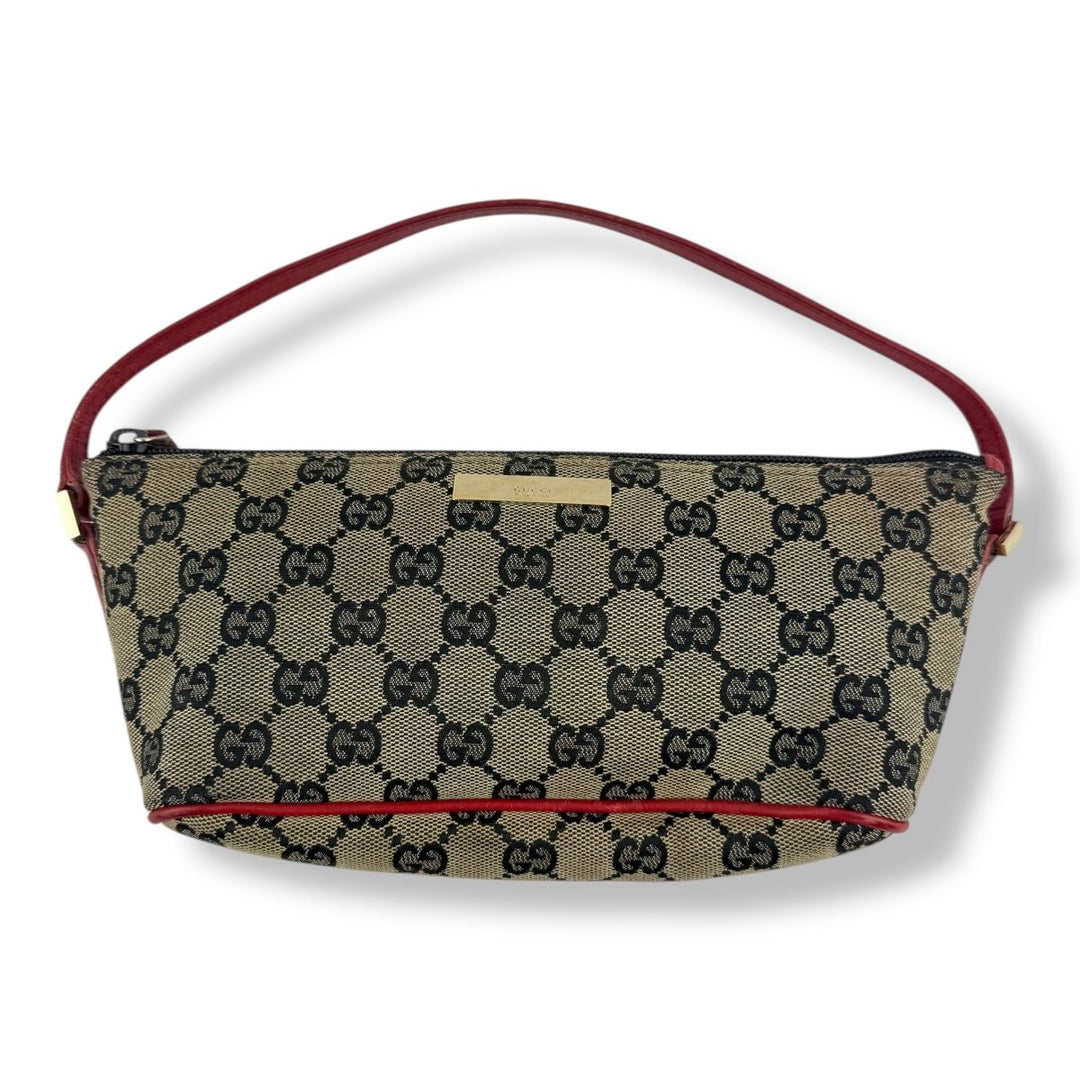 Gucci GG Supreme Beige/Red Boat Mini Pochette Handbag - Lux Central