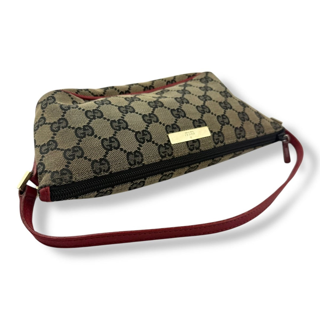 Gucci GG Supreme Beige/Red Boat Mini Pochette Handbag - Lux Central