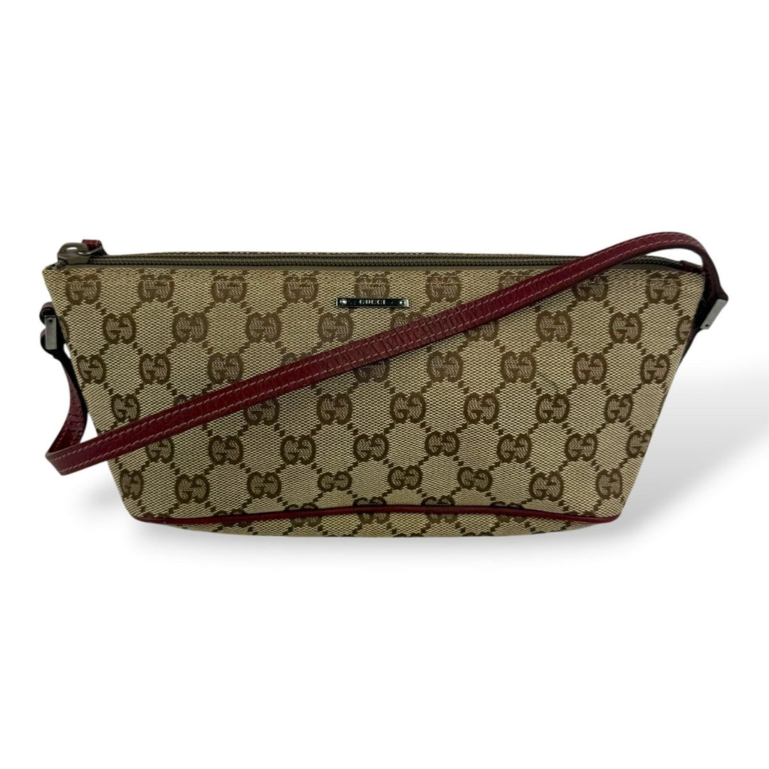 Gucci GG Supreme Beige/Red Mini Boat Pochette Handbag - Lux Central