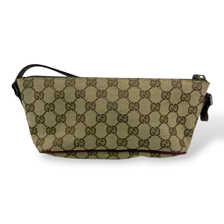 Gucci GG Supreme Beige/Red Mini Boat Pochette Handbag - Lux Central