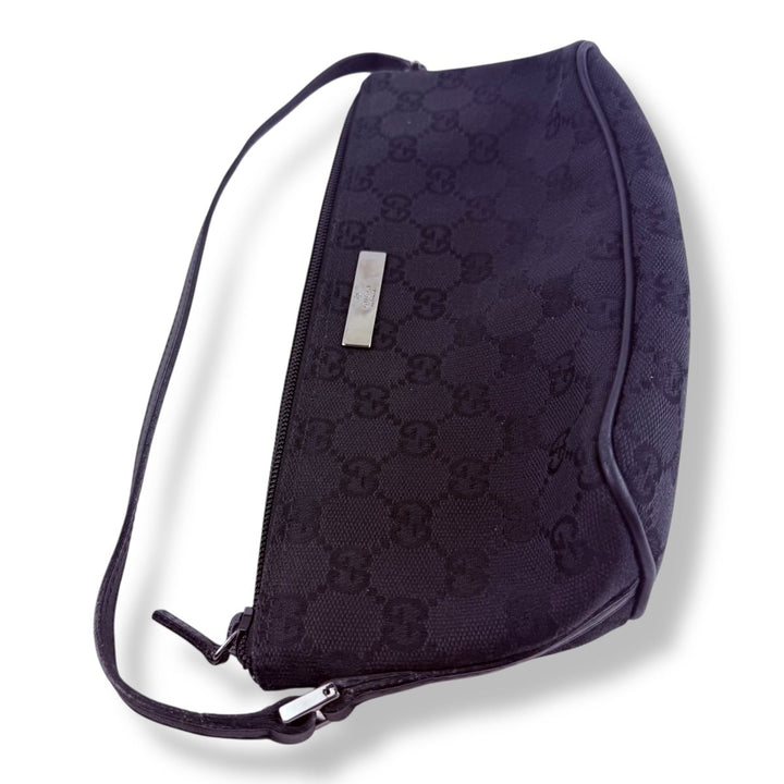 Gucci GG Supreme Black Mini Boat Pochette Handbag - Lux Central