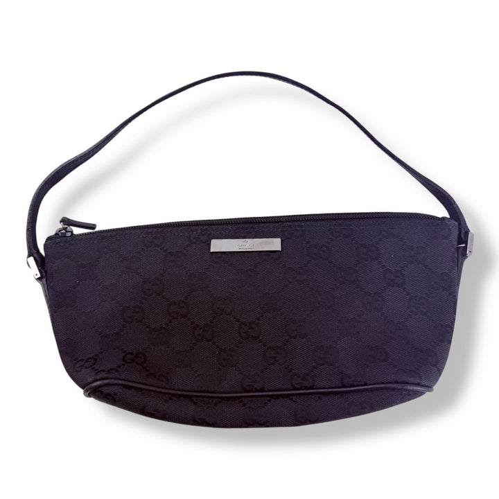 Gucci GG Supreme Black Mini Boat Pochette Handbag - Lux Central