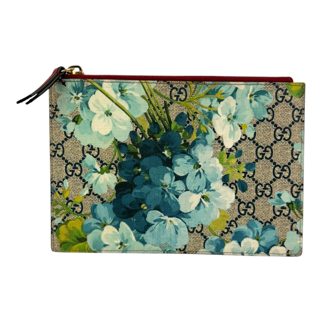 Gucci GG Supreme Blue Multi Bloom Clutch Pouch - Lux Central