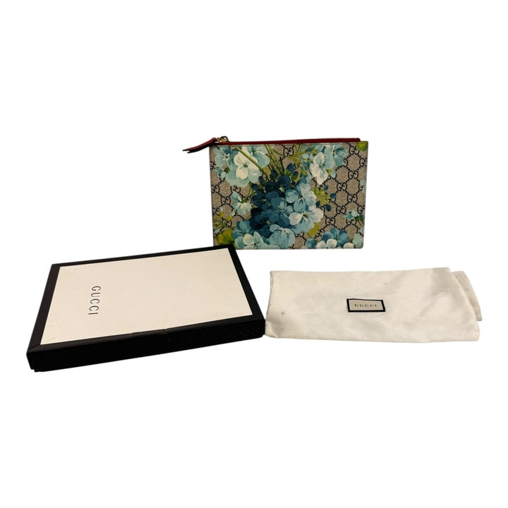 Gucci GG Supreme Blue Multi Bloom Clutch Pouch - Lux Central