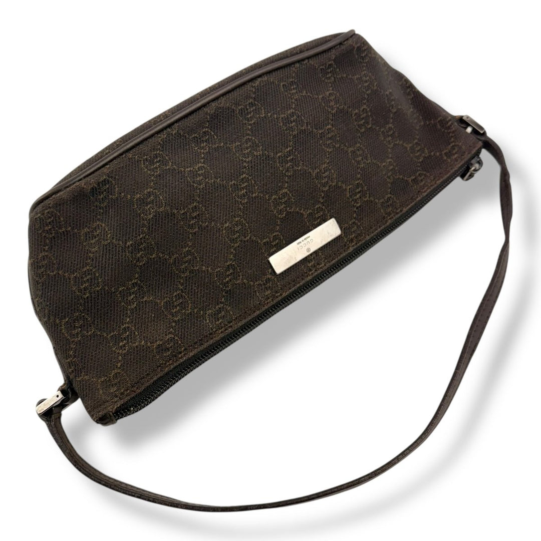 Gucci GG Supreme Brown Boat Pochette Handbag - Lux Central